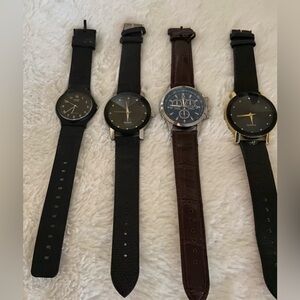Set of Four Men’s Watches in Black and Brown